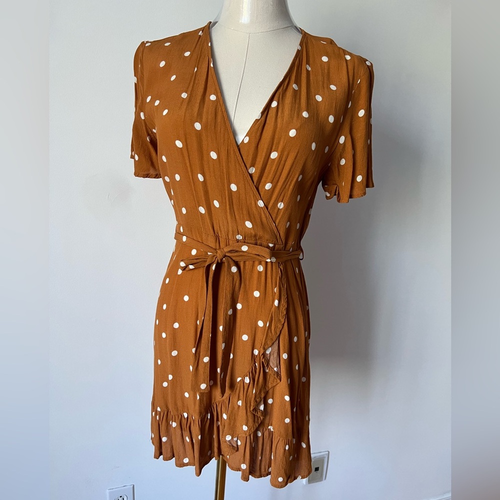 Dynamite Rust Polka Dot Mini Dress
